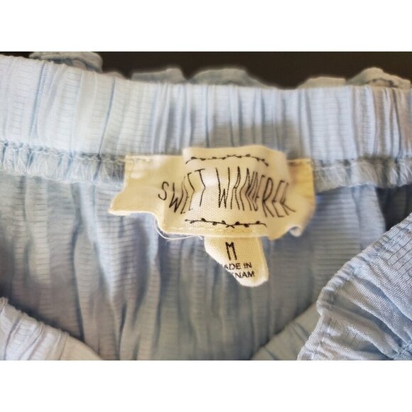Sweet Wanderer Ruffle Top Shirt Womens M Off The Shoulder Ruffle Blue D - Picture 2 of 2